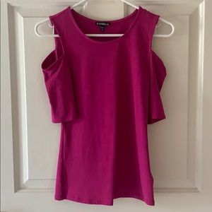 Express fuchsia cold shoulder tee